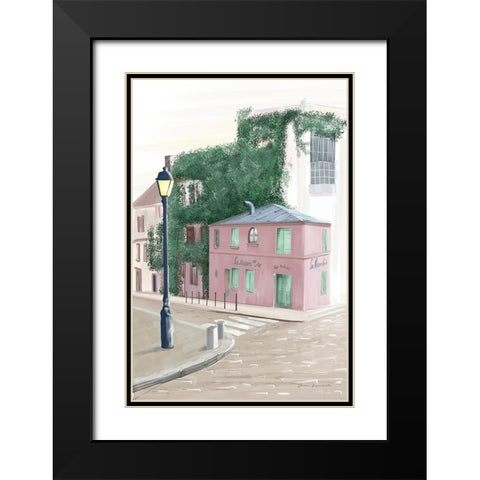 Montmartre Paris Black Modern Wood Framed Art Print with Double Matting by Escalante, Omar