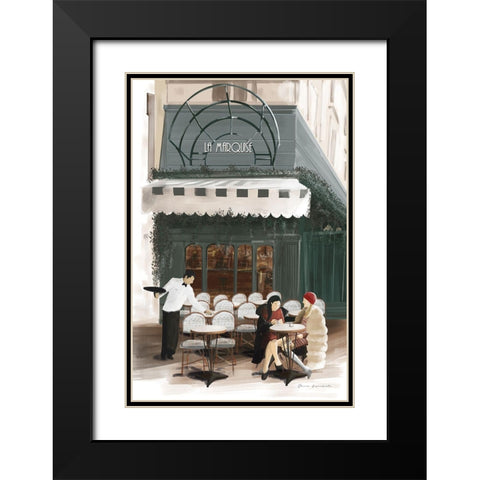 Paris Bistro Black Modern Wood Framed Art Print with Double Matting by Escalante, Omar
