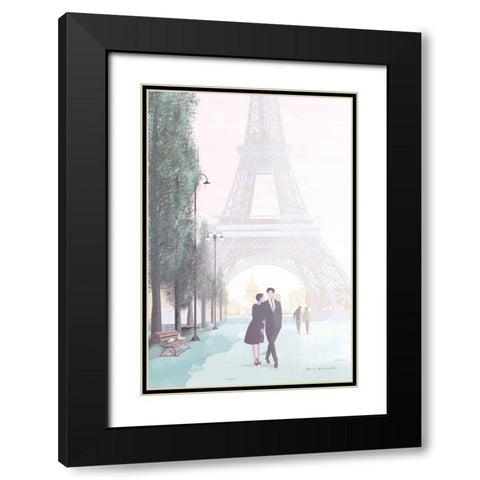 Paris Love Black Modern Wood Framed Art Print with Double Matting by Escalante, Omar