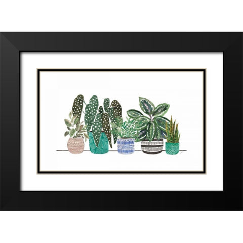 Happy House Plants II No Words Black Modern Wood Framed Art Print with Double Matting by Panganiban, Karyn