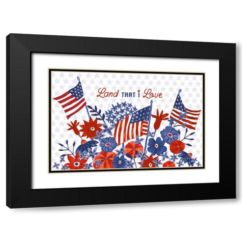 America the Beautiful I Love Black Modern Wood Framed Art Print with Double Matting by Zaman, Farida