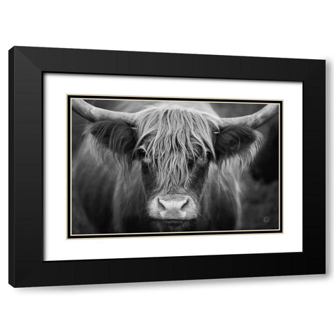 Cow Nose BW Black Modern Wood Framed Art Print with Double Matting by Larson, Nathan