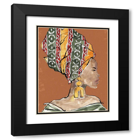 African Flair V Earthy Black Modern Wood Framed Art Print with Double Matting by Tavoletti, Anne