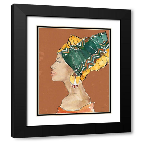 African Flair VII Earthy Black Modern Wood Framed Art Print with Double Matting by Tavoletti, Anne
