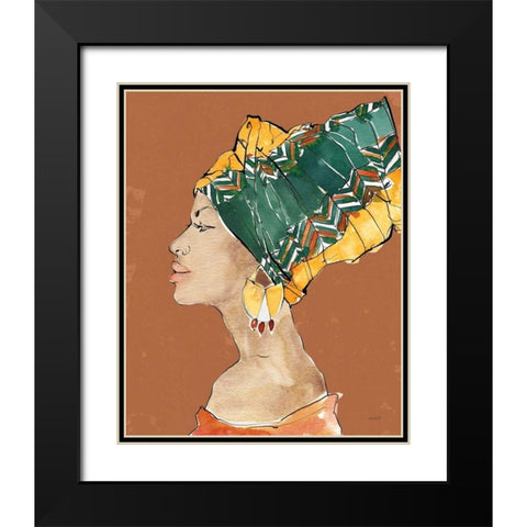 African Flair VII Earthy Black Modern Wood Framed Art Print with Double Matting by Tavoletti, Anne