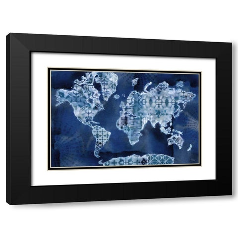 Indigo Splash I Black Modern Wood Framed Art Print with Double Matting by June, Dina