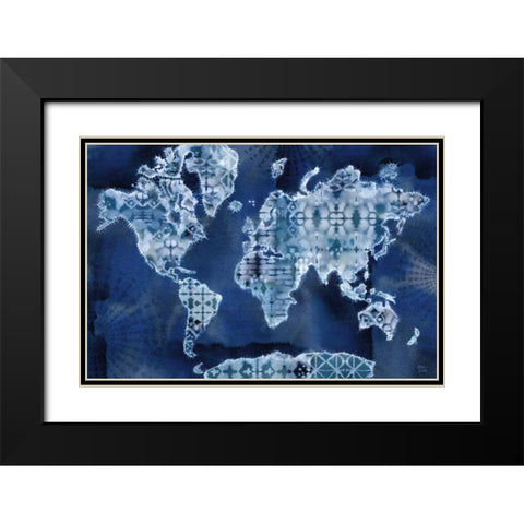 Indigo Splash I Black Modern Wood Framed Art Print with Double Matting by June, Dina