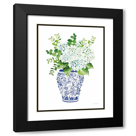 Chinoiserie Hydrangea I Black Modern Wood Framed Art Print with Double Matting by Charro, Mercedes Lopez
