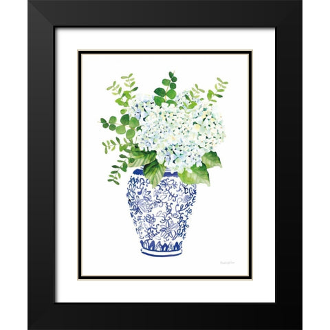 Chinoiserie Hydrangea I Black Modern Wood Framed Art Print with Double Matting by Charro, Mercedes Lopez