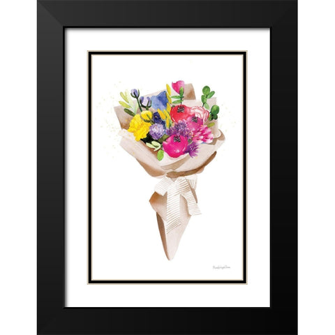 Happy Flowers Black Modern Wood Framed Art Print with Double Matting by Charro, Mercedes Lopez