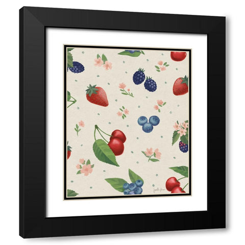 Berry Breeze Pattern IA Black Modern Wood Framed Art Print with Double Matting by Penner, Janelle