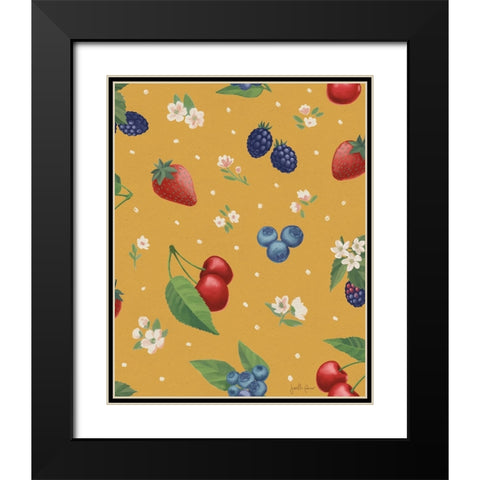 Berry Breeze Pattern IC Black Modern Wood Framed Art Print with Double Matting by Penner, Janelle