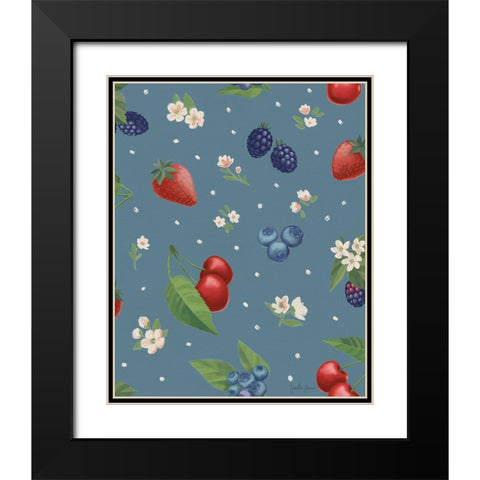 Berry Breeze Pattern IE Black Modern Wood Framed Art Print with Double Matting by Penner, Janelle