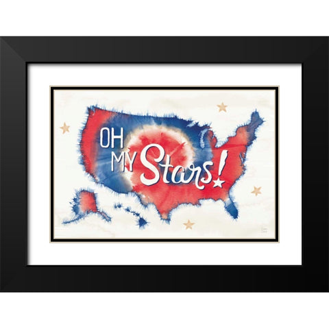 Oh My Stars I Black Modern Wood Framed Art Print with Double Matting by June, Dina
