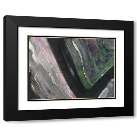Zig Zag I Black Modern Wood Framed Art Print with Double Matting by Hristova, Albena