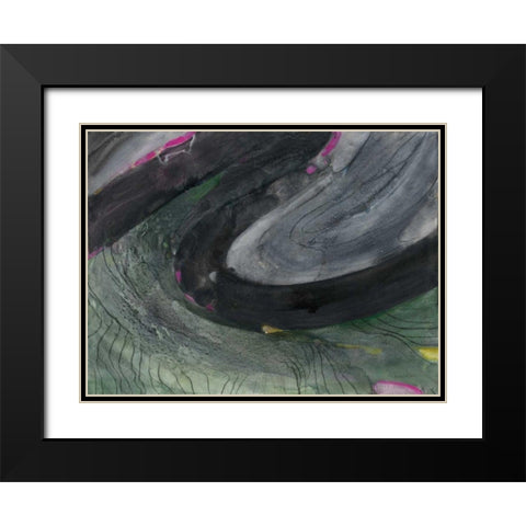 Zig Zag II Black Modern Wood Framed Art Print with Double Matting by Hristova, Albena