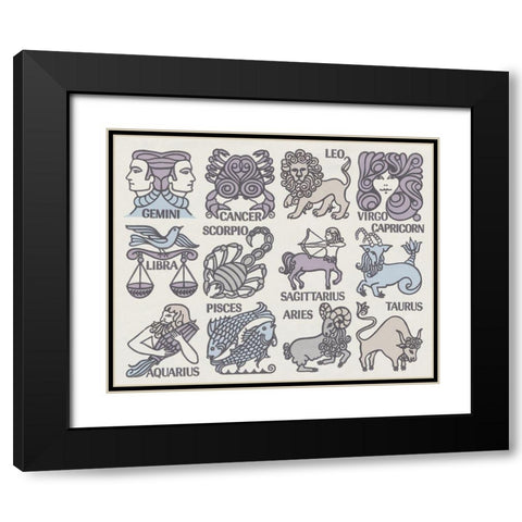 Whats Your Signs Pastel Black Modern Wood Framed Art Print with Double Matting by Wild Apple Portfolio