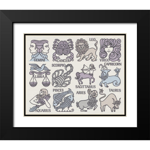 Whats Your Signs Pastel Black Modern Wood Framed Art Print with Double Matting by Wild Apple Portfolio