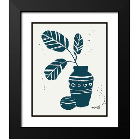 Monochrome Blue Botanical Sketches VIII Black Modern Wood Framed Art Print with Double Matting by Tavoletti, Anne