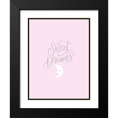 Sweet Dreams Pink v2 Black Modern Wood Framed Art Print with Double Matting by Thorns, Becky
