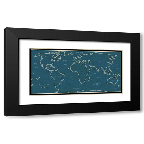Sketch Map II Blue Black Modern Wood Framed Art Print with Double Matting by Schlabach, Sue