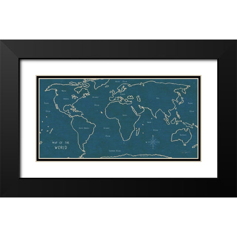 Sketch Map II Blue Black Modern Wood Framed Art Print with Double Matting by Schlabach, Sue