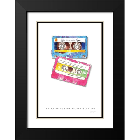 Mixtape Love Black Modern Wood Framed Art Print with Double Matting by Charro, Mercedes Lopez
