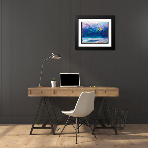 Out for a Swim Black Modern Wood Framed Art Print with Double Matting by Vertentes, Jeanette