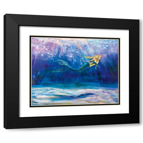Out for a Swim Black Modern Wood Framed Art Print with Double Matting by Vertentes, Jeanette