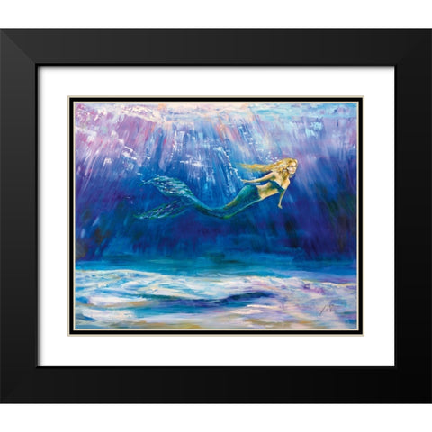 Out for a Swim Black Modern Wood Framed Art Print with Double Matting by Vertentes, Jeanette