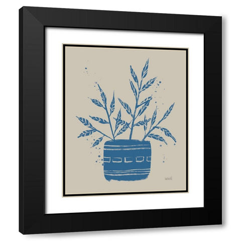 Vallarta Blue Botanical Sketches IX Black Modern Wood Framed Art Print with Double Matting by Tavoletti, Anne