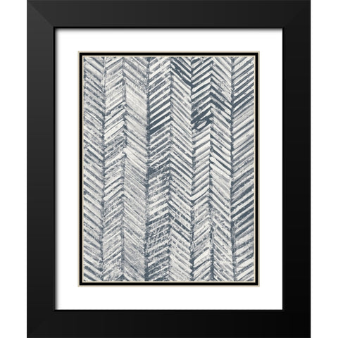 Maki Tile Panel I Crop II Blue Black Modern Wood Framed Art Print with Double Matting by Lovell, Kathrine