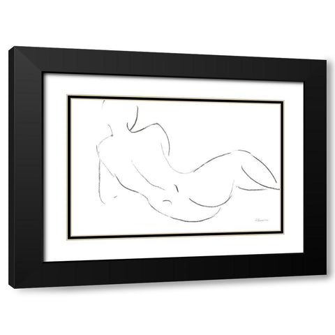 Nude Sketch III v2 Black Modern Wood Framed Art Print with Double Matting by Hristova, Albena