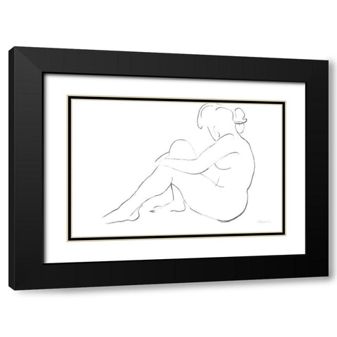 Nude Sketch IV v2 Black Modern Wood Framed Art Print with Double Matting by Hristova, Albena