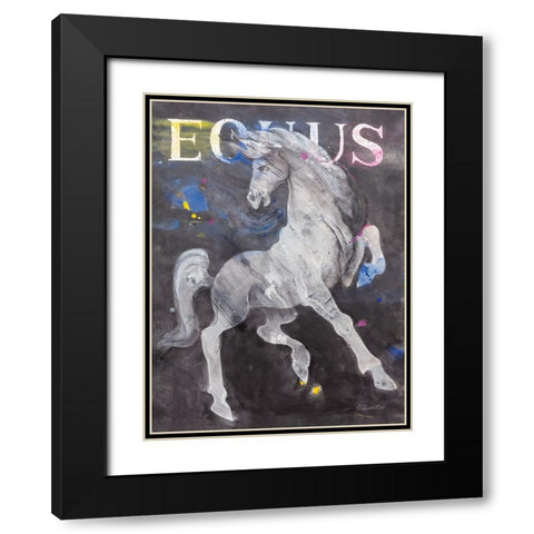 Equus Stallion Black Modern Wood Framed Art Print with Double Matting by Hristova, Albena