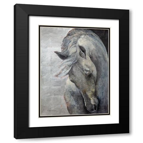 Shy Grey Black Modern Wood Framed Art Print with Double Matting by Hristova, Albena