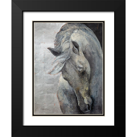 Shy Grey Black Modern Wood Framed Art Print with Double Matting by Hristova, Albena