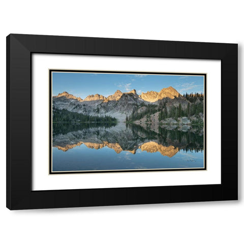 Alice Lake Sawtooh Mountains Idaho Black Modern Wood Framed Art Print with Double Matting by Majchrowicz, Alan