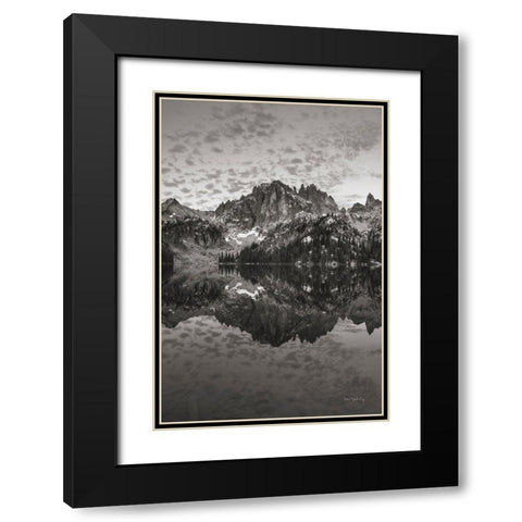 Baron Lake Monte Verita Peak Sawtooh Mountains I BW Black Modern Wood Framed Art Print with Double Matting by Majchrowicz, Alan