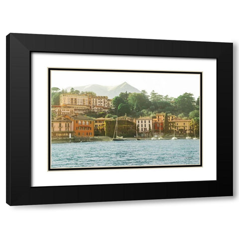 Lake Como Morning Black Modern Wood Framed Art Print with Double Matting by Aledanda