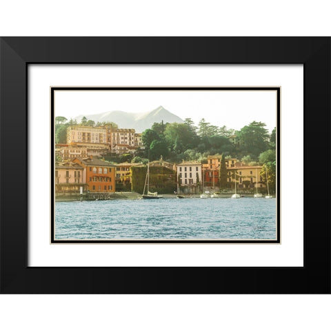 Lake Como Morning Black Modern Wood Framed Art Print with Double Matting by Aledanda