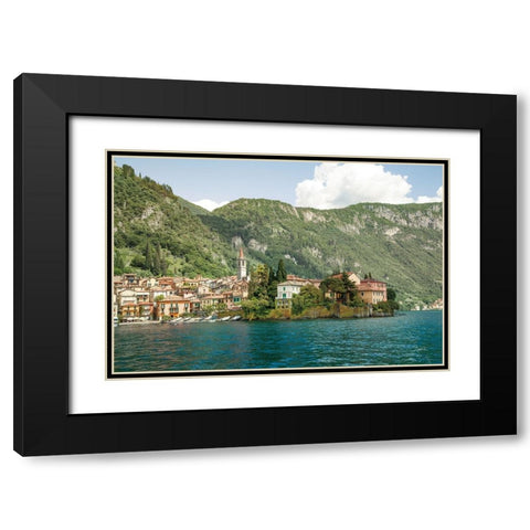 Lake Como Village IV Black Modern Wood Framed Art Print with Double Matting by Aledanda
