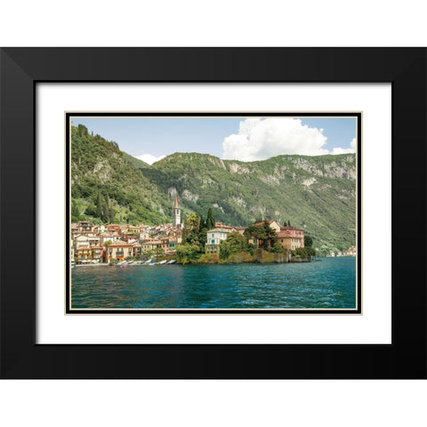 Lake Como Village IV Black Modern Wood Framed Art Print with Double Matting by Aledanda