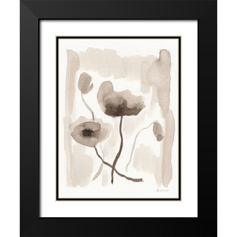 Sepia Florals II Black Modern Wood Framed Art Print with Double Matting by Munger, Pamela