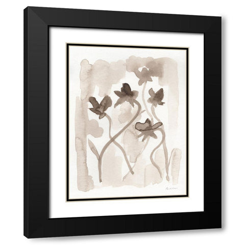 Sepia Florals III Black Modern Wood Framed Art Print with Double Matting by Munger, Pamela