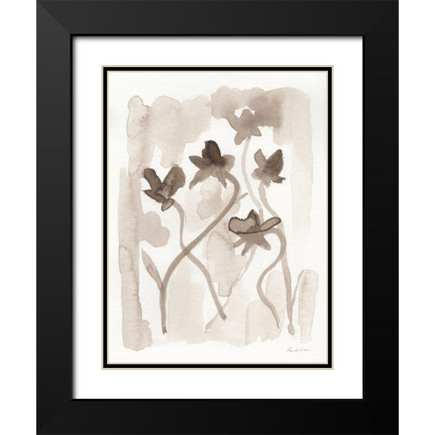Sepia Florals III Black Modern Wood Framed Art Print with Double Matting by Munger, Pamela