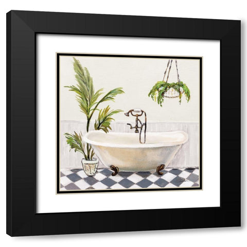 Crisp Cottage Bathroom I Black Modern Wood Framed Art Print with Double Matting by Vassileva, Silvia
