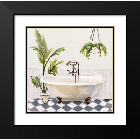 Crisp Cottage Bathroom I Black Modern Wood Framed Art Print with Double Matting by Vassileva, Silvia