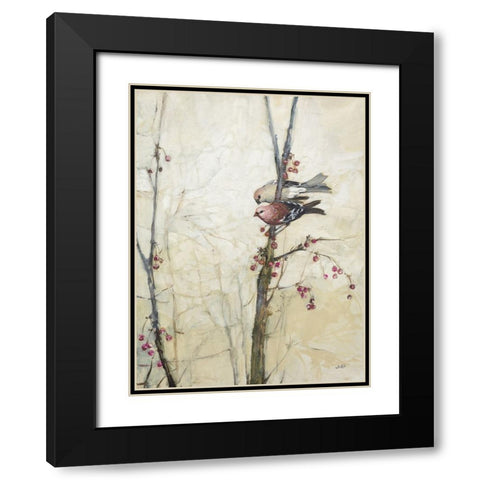 Wings in the Berries Black Modern Wood Framed Art Print with Double Matting by Purinton, Julia
