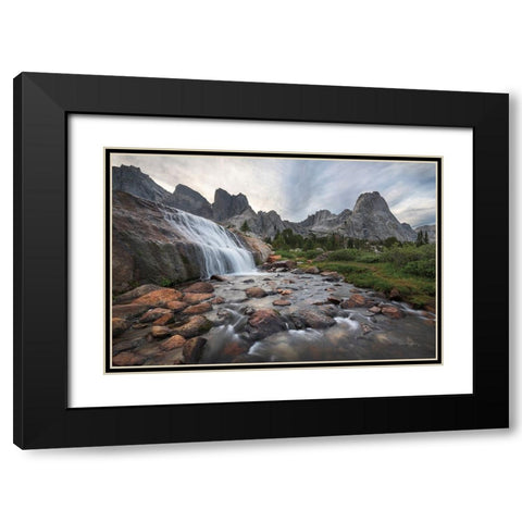 Cirque of the Towers Waterfall Black Modern Wood Framed Art Print with Double Matting by Majchrowicz, Alan